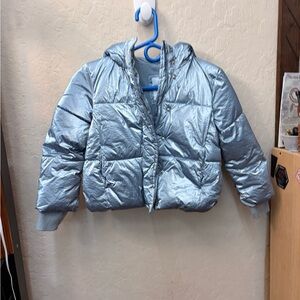 GAP Shiny Silver Puffer Jacket for Kids